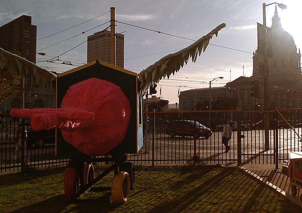 Sweetie CENTS installed with view of City Hall